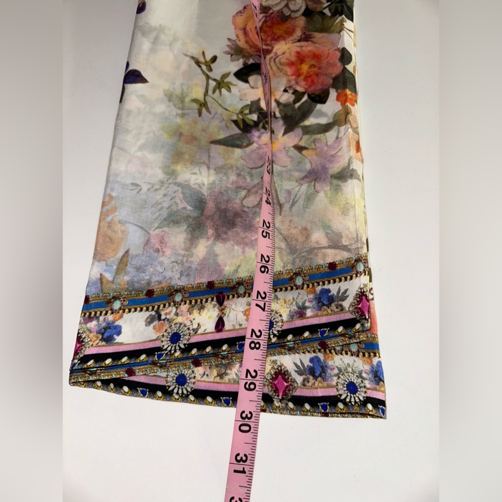 Camilla “Friends With Frescos” ivory cotton silk floral short sarong coverup - Picture 7 of 8
